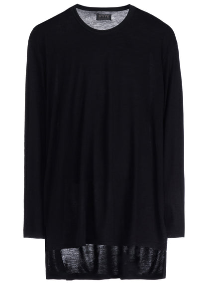 RAYON JERSEY SIDE SLIT LONG-SLEEVED T-SHIRT