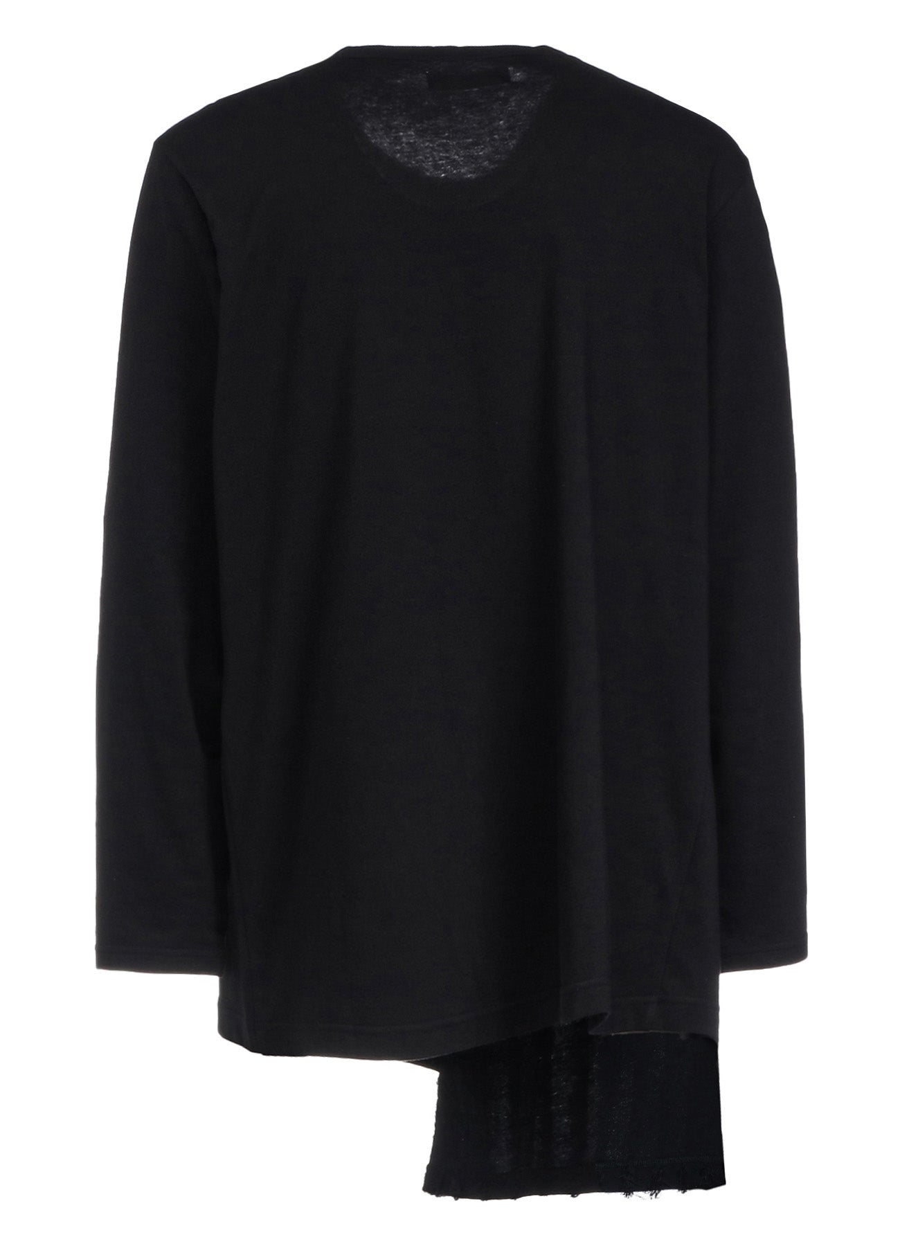 JACQUARD FRINGE STRIPE ASYMMETRICAL LONG-SLEEVED T-SHIRT