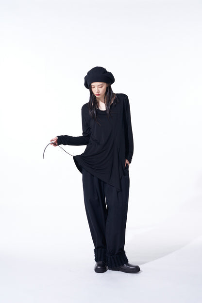 RAYON JERSEY DECONSTRUCTED ASYMMETRICAL LONG-SLEEVED T-SHIRTS