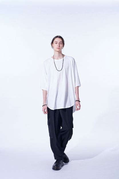SOFT JERSEY BACK CENTER STITCH OVERSIZED RAGLAN SLEEVE T-SHIRT