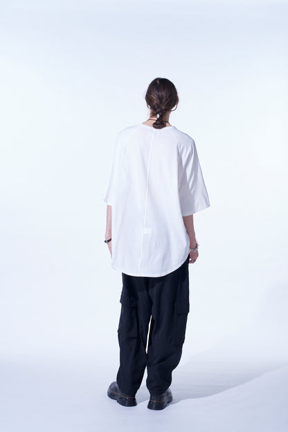 SOFT JERSEY BACK CENTER STITCH OVERSIZED RAGLAN SLEEVE T-SHIRT