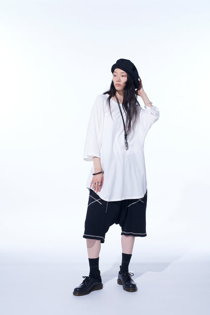 SOFT JERSEY BACK CENTER STITCH OVERSIZED RAGLAN SLEEVE T-SHIRT