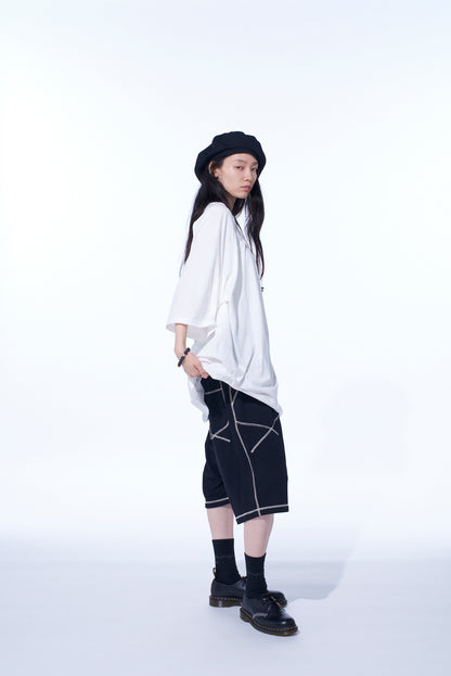 SOFT JERSEY BACK CENTER STITCH OVERSIZED RAGLAN SLEEVE T-SHIRT