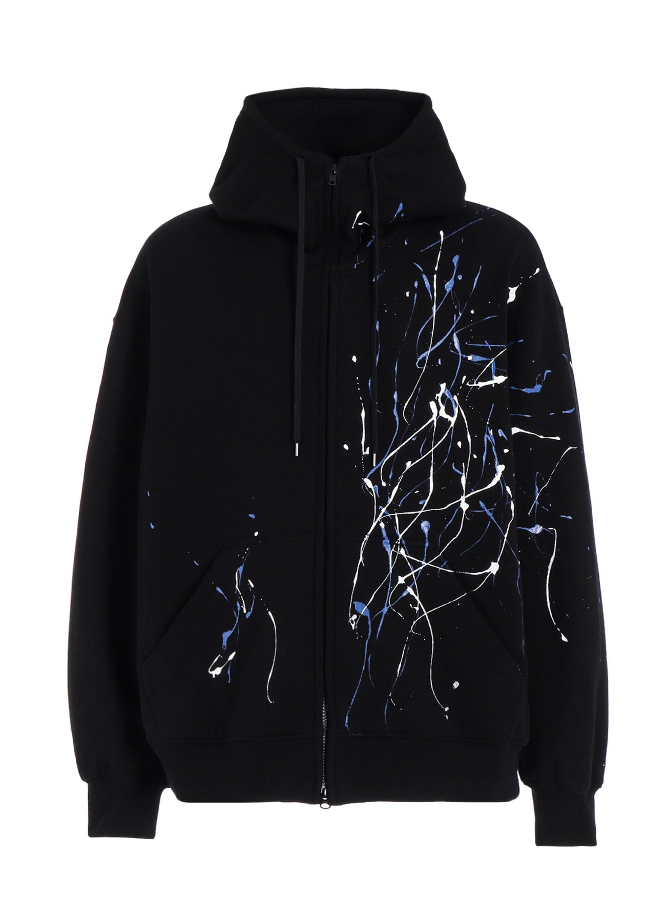 FRENCH TERRY SPLASH PAINTED ZIP-UP HOODIE BLUE