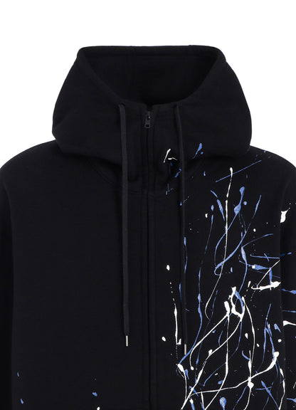 FRENCH TERRY SPLASH PAINTED ZIP-UP HOODIE BLUE