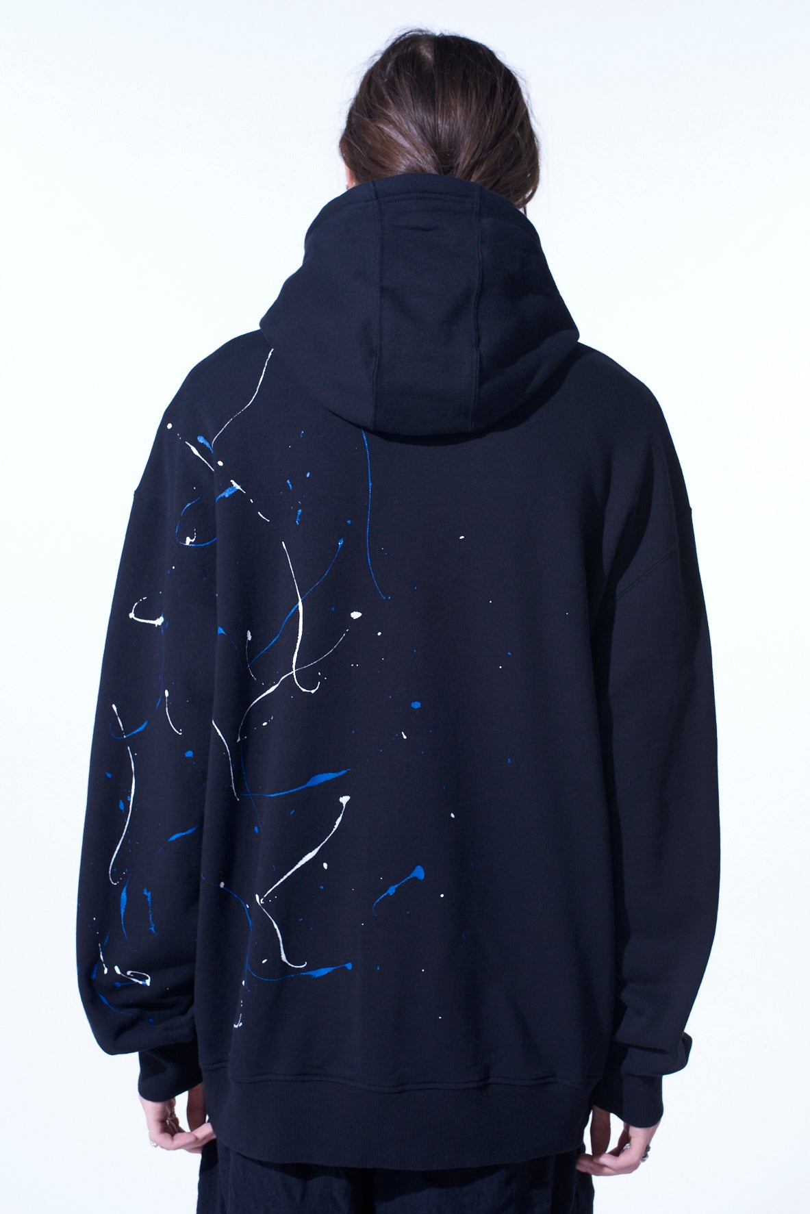 FRENCH TERRY SPLASH PAINTED ZIP-UP HOODIE BLUE