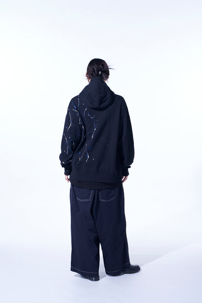 FRENCH TERRY SPLASH PAINTED ZIP-UP HOODIE BLUE