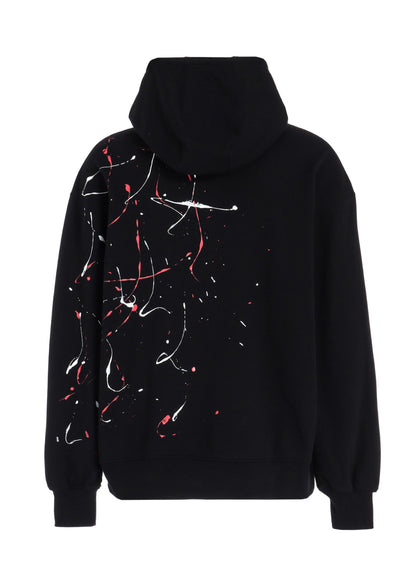 FRENCH TERRY SPLASH PAINTED ZIP-UP HOODIE RED