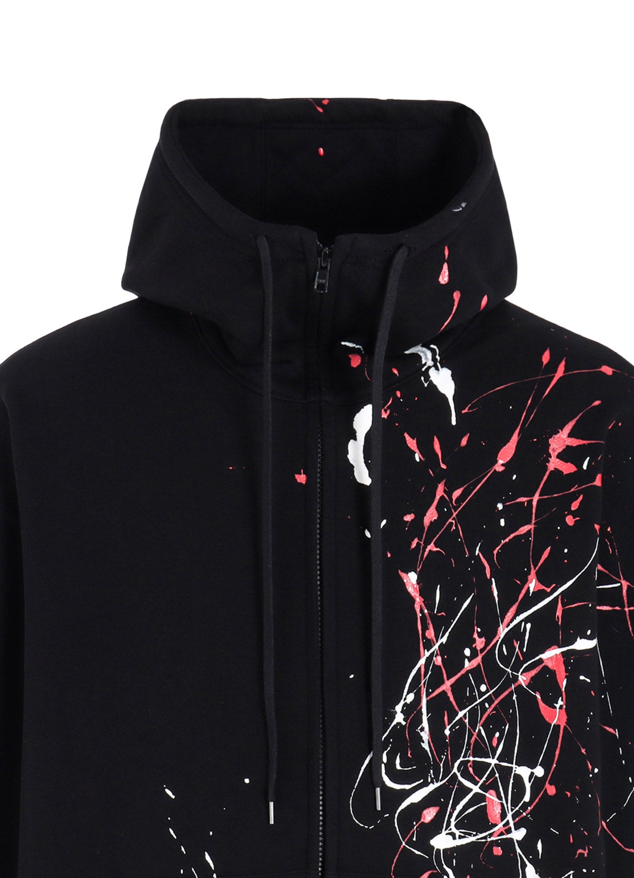 FRENCH TERRY SPLASH PAINTED ZIP-UP HOODIE RED