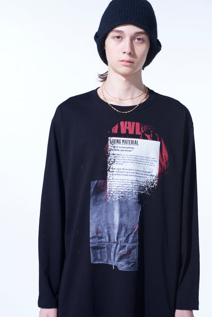 YY MESSAGE COLLAGE RED GRAPHIC LONG-SLEEVED T-SHIRT