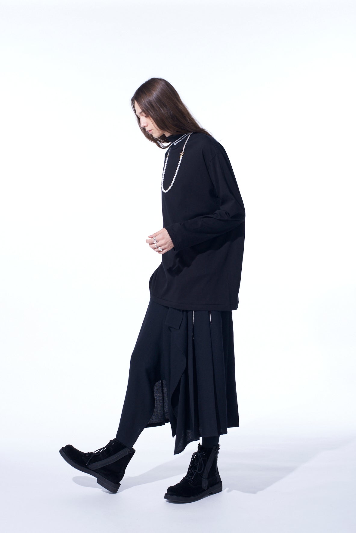 20/COTTON JERSEY「Black is Modest」HIGH NECK T-SHIRT