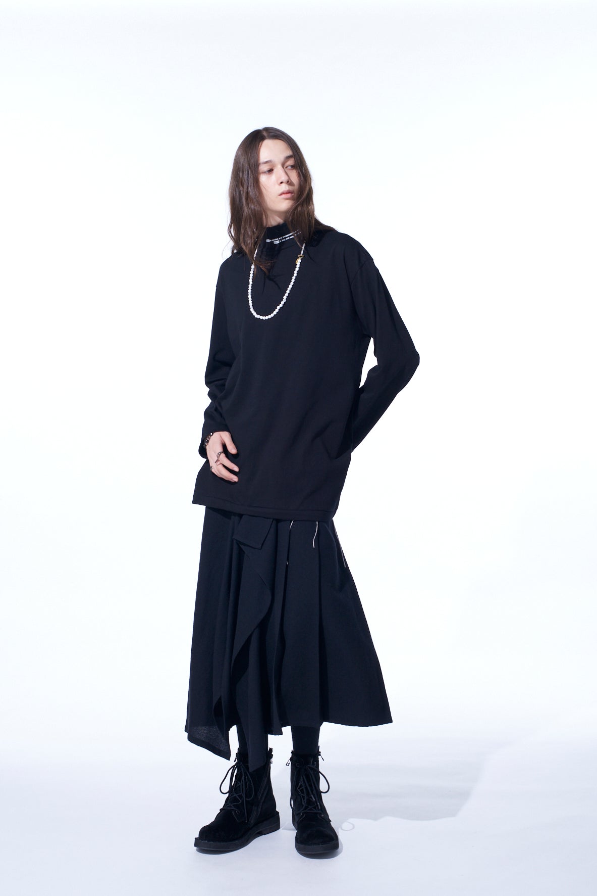 20/COTTON JERSEY「Black is Modest」HIGH NECK T-SHIRT