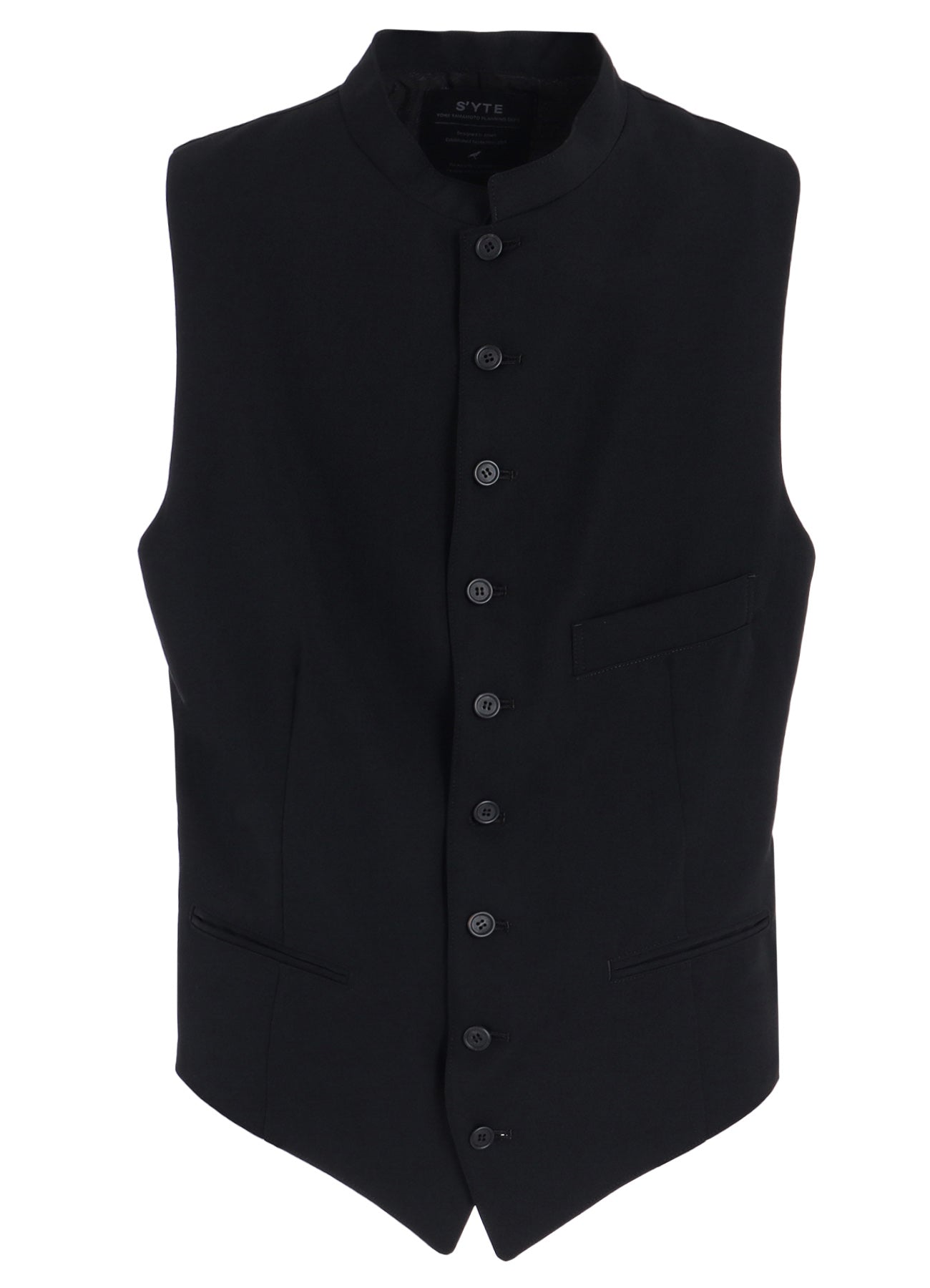 WASHER WOOL GABARDINE STAND COLLAR VEST