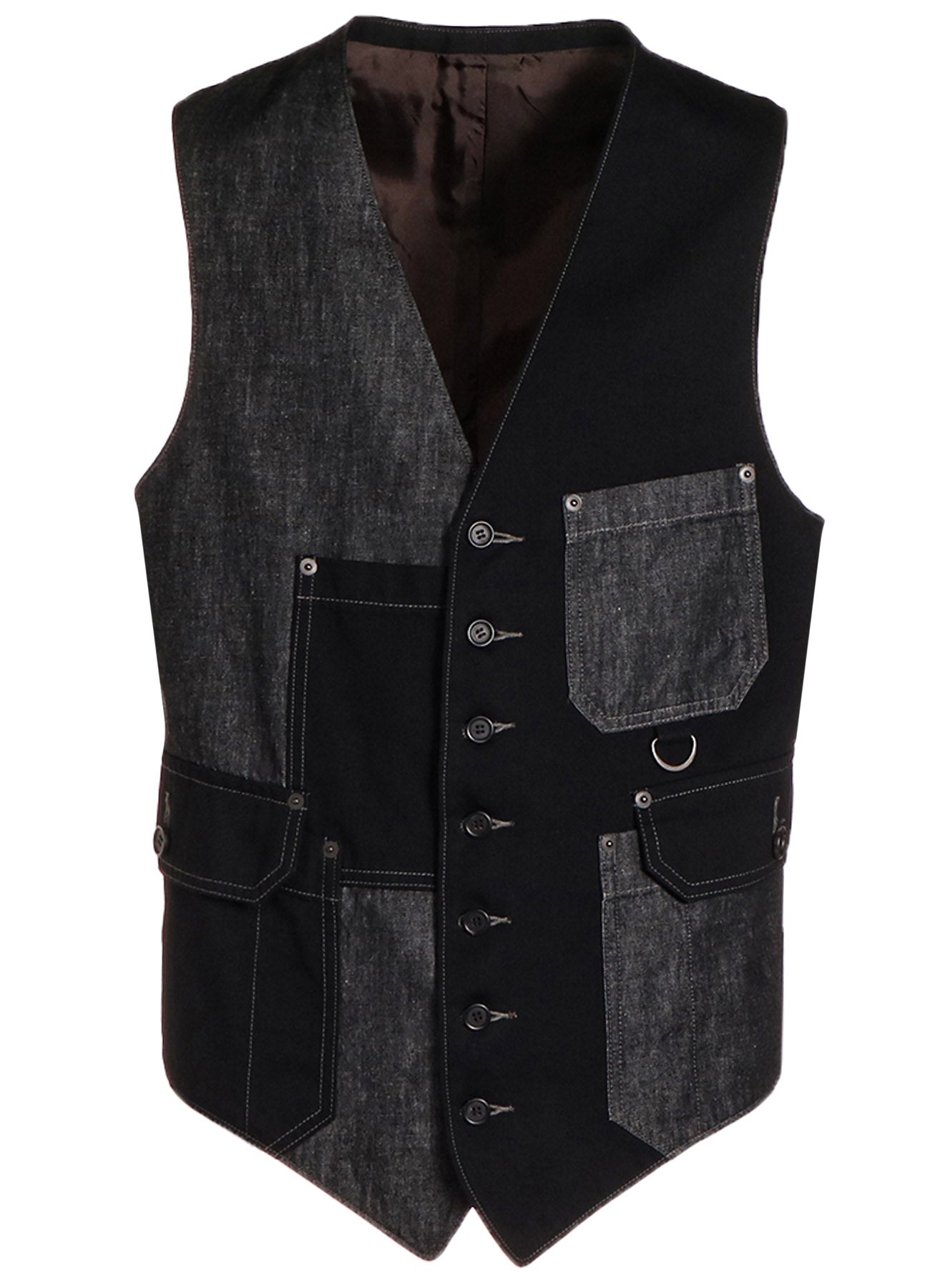 7OZ DENIM CRAZY PATCHWORK VEST