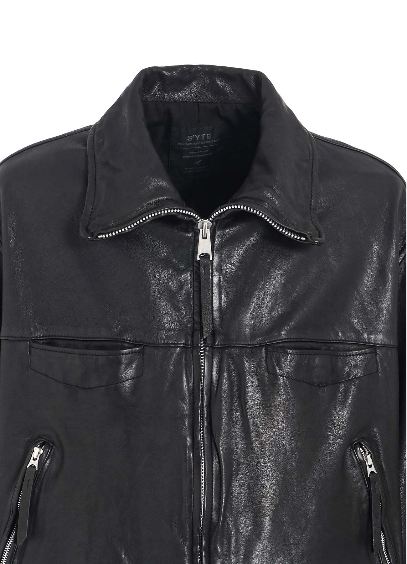 VEGETABLE TANNED SHEEP LEATHER OVERSIZED ZIPPER BLOUSON