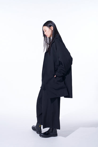 WASHER WOOL GABARDINE OPEN COLLAR TOPPER BLOUSON