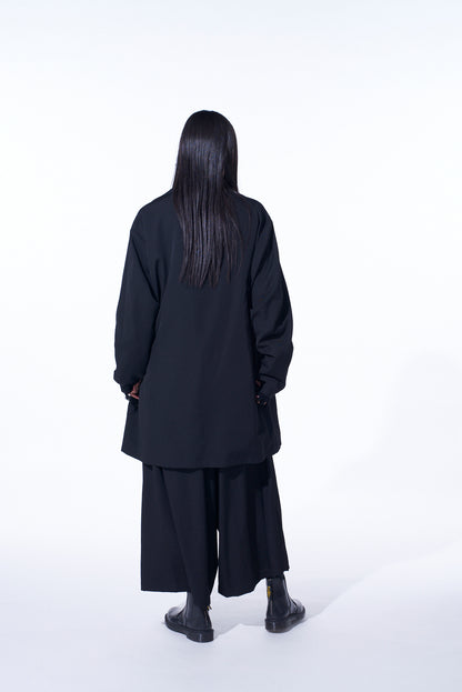 WASHER WOOL GABARDINE OPEN COLLAR TOPPER BLOUSON