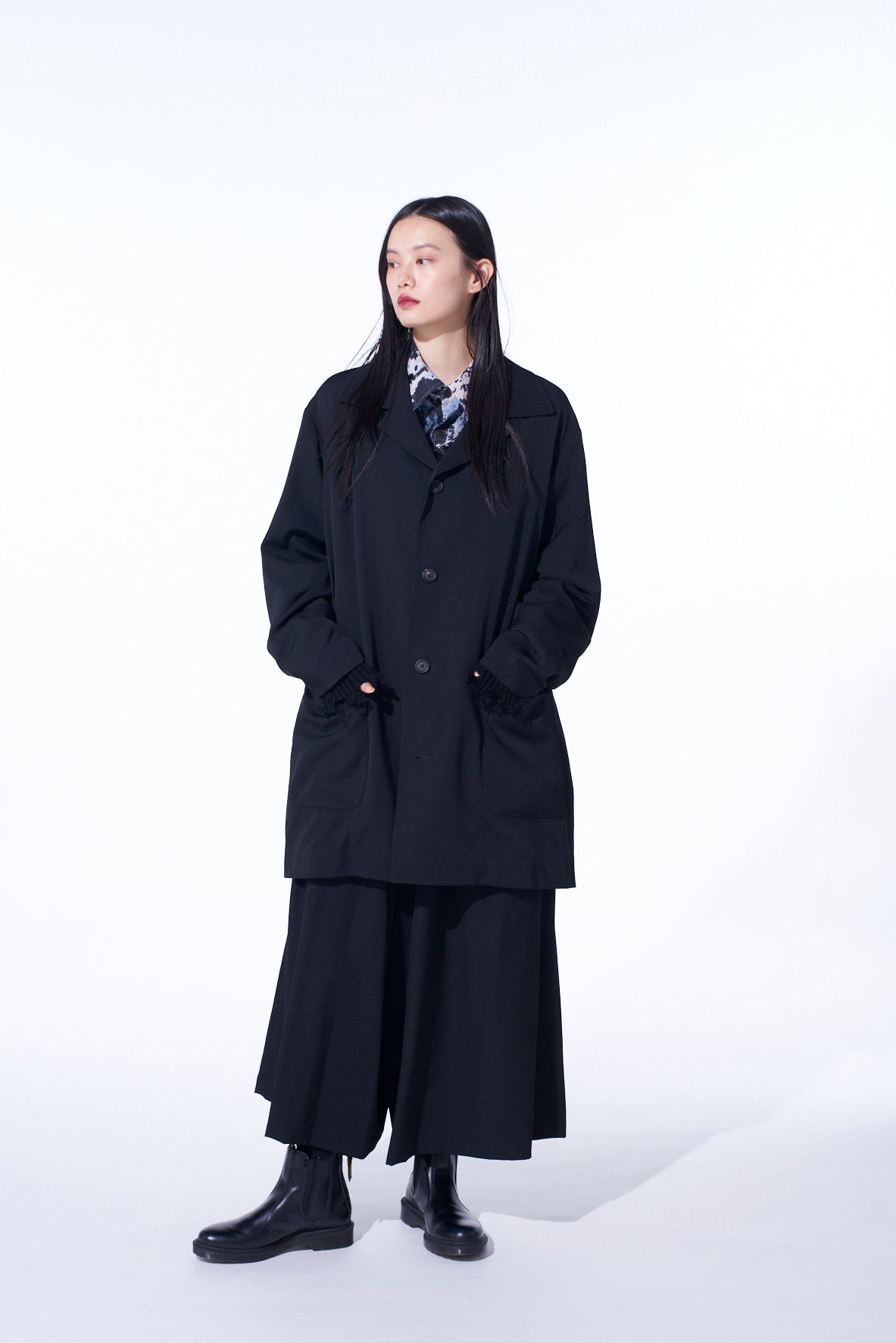 WASHER WOOL GABARDINE OPEN COLLAR TOPPER BLOUSON