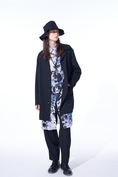 WASHER WOOL GABARDINE OPEN COLLAR TOPPER BLOUSON