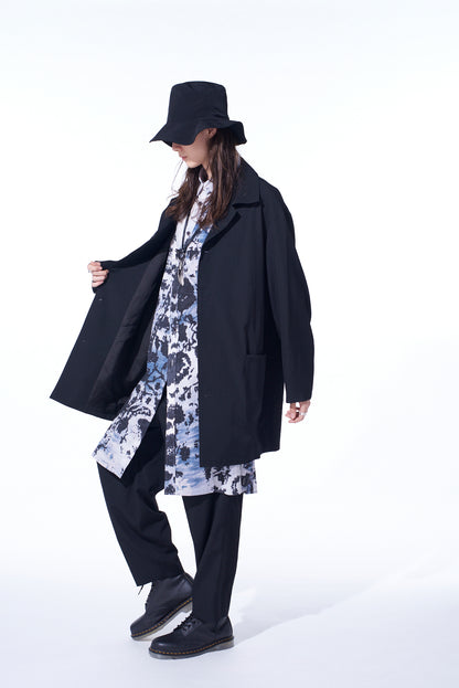 WASHER WOOL GABARDINE OPEN COLLAR TOPPER BLOUSON