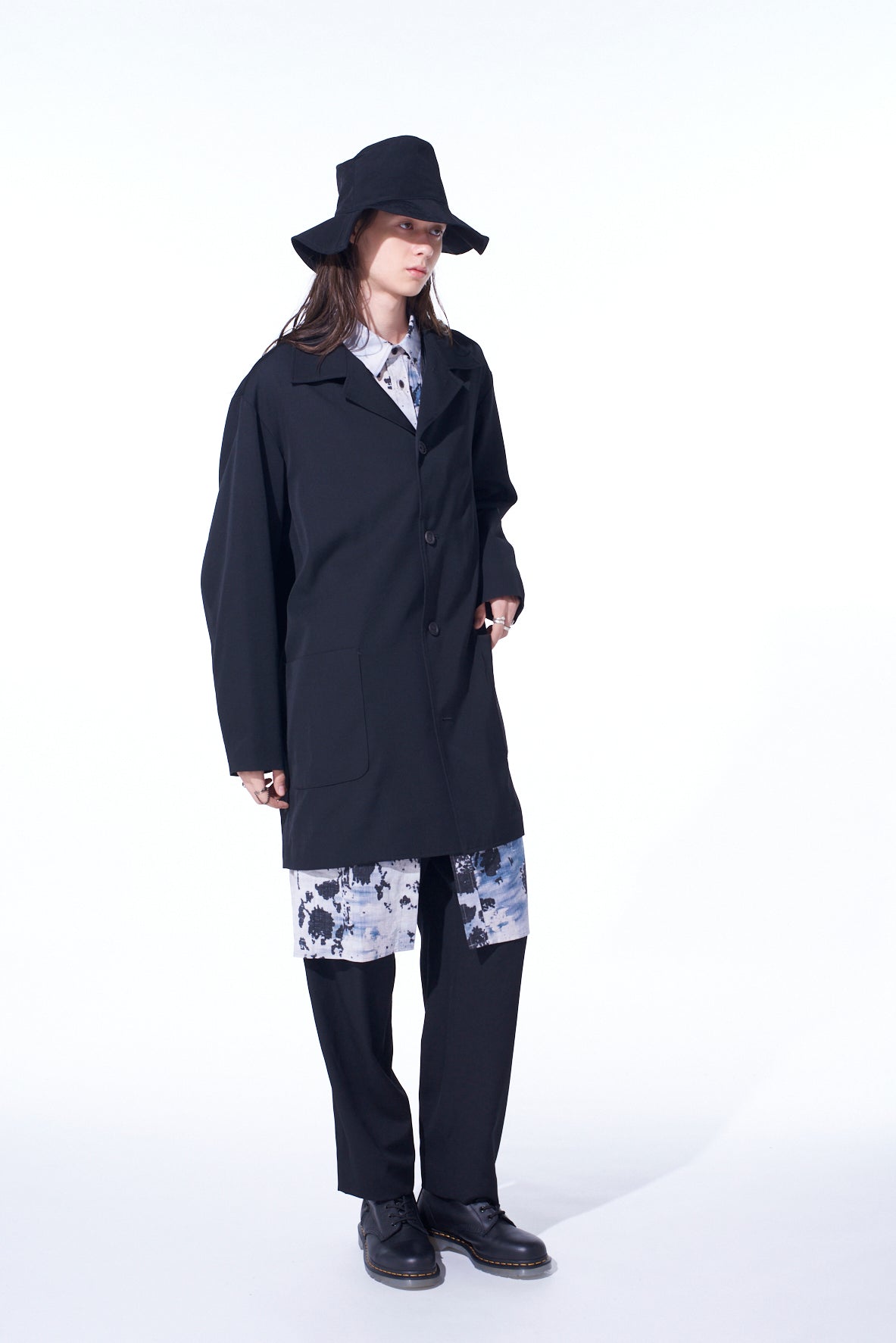 WASHER WOOL GABARDINE OPEN COLLAR TOPPER BLOUSON