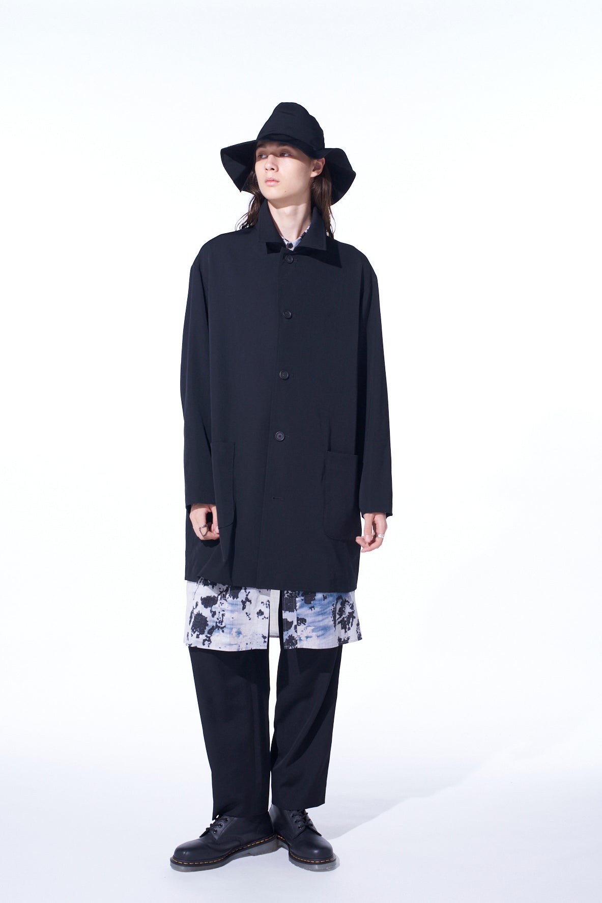 WASHER WOOL GABARDINE OPEN COLLAR TOPPER BLOUSON