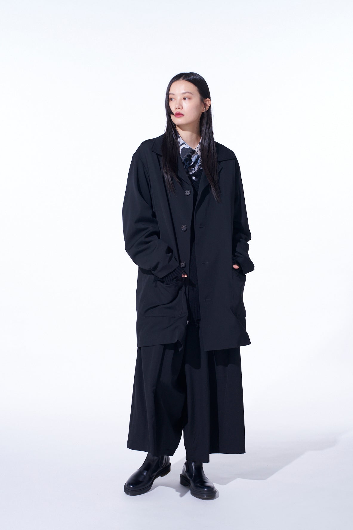 WASHER WOOL GABARDINE OPEN COLLAR TOPPER BLOUSON