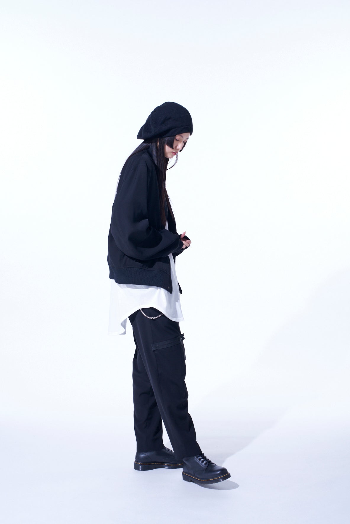 PE/GABARDINE ZIPPER-TAPED BOMBER JACKET