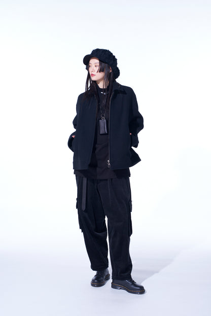 DOUBLE-WEAVE MELTON OVERSIZED ZIPPER BLOUSON