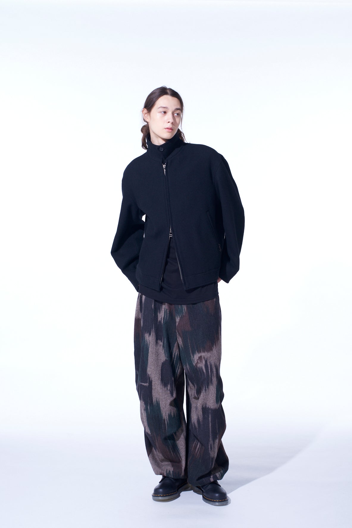 DOUBLE-WEAVE MELTON OVERSIZED ZIPPER BLOUSON