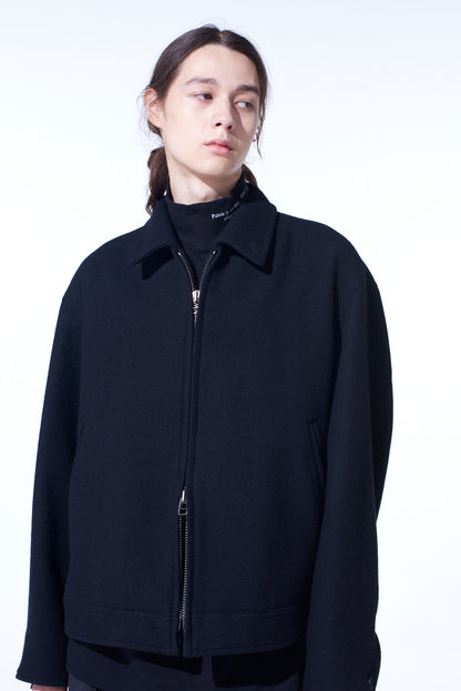 DOUBLE-WEAVE MELTON OVERSIZED ZIPPER BLOUSON