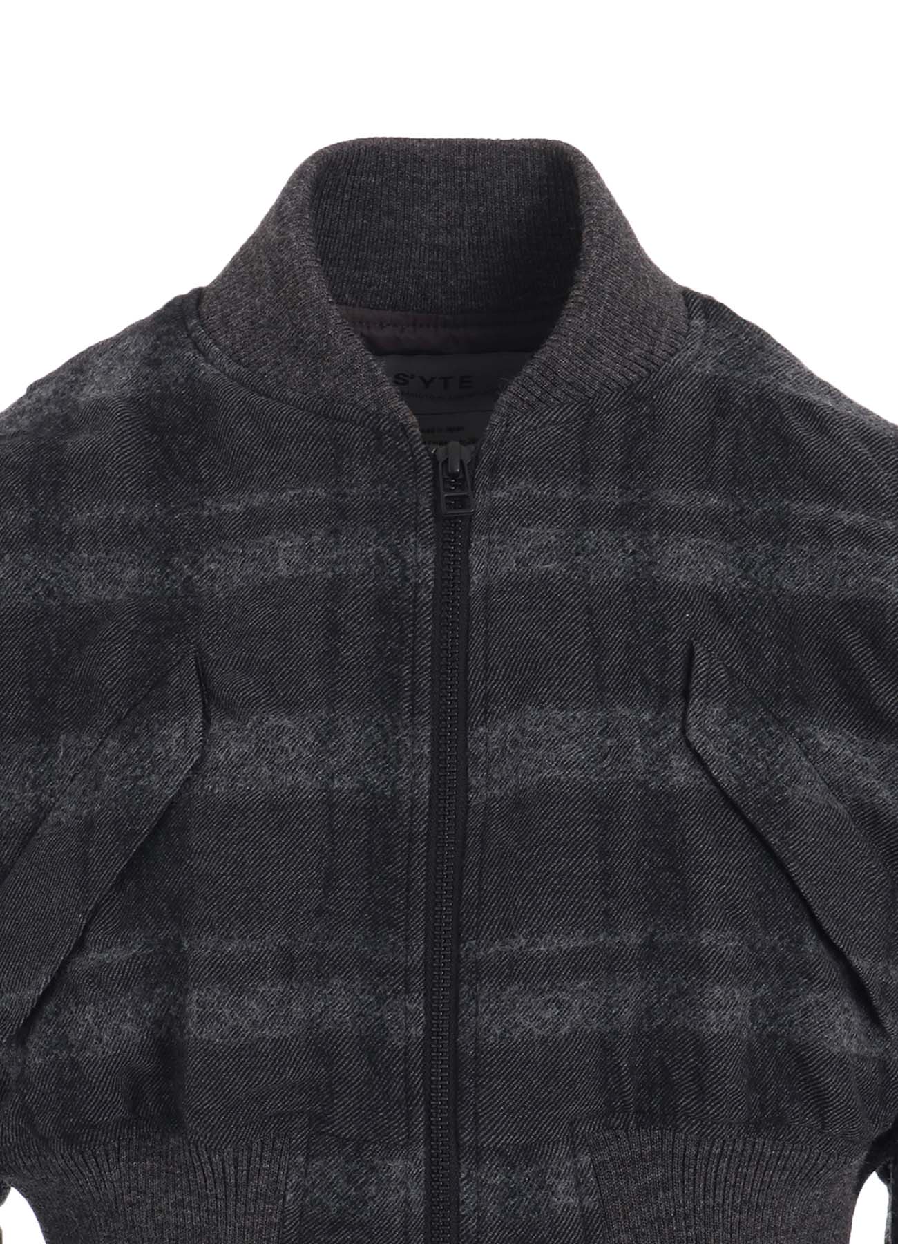 FULLING FINISHED SHADOW CHECK CROPPED BOMBER JACKET