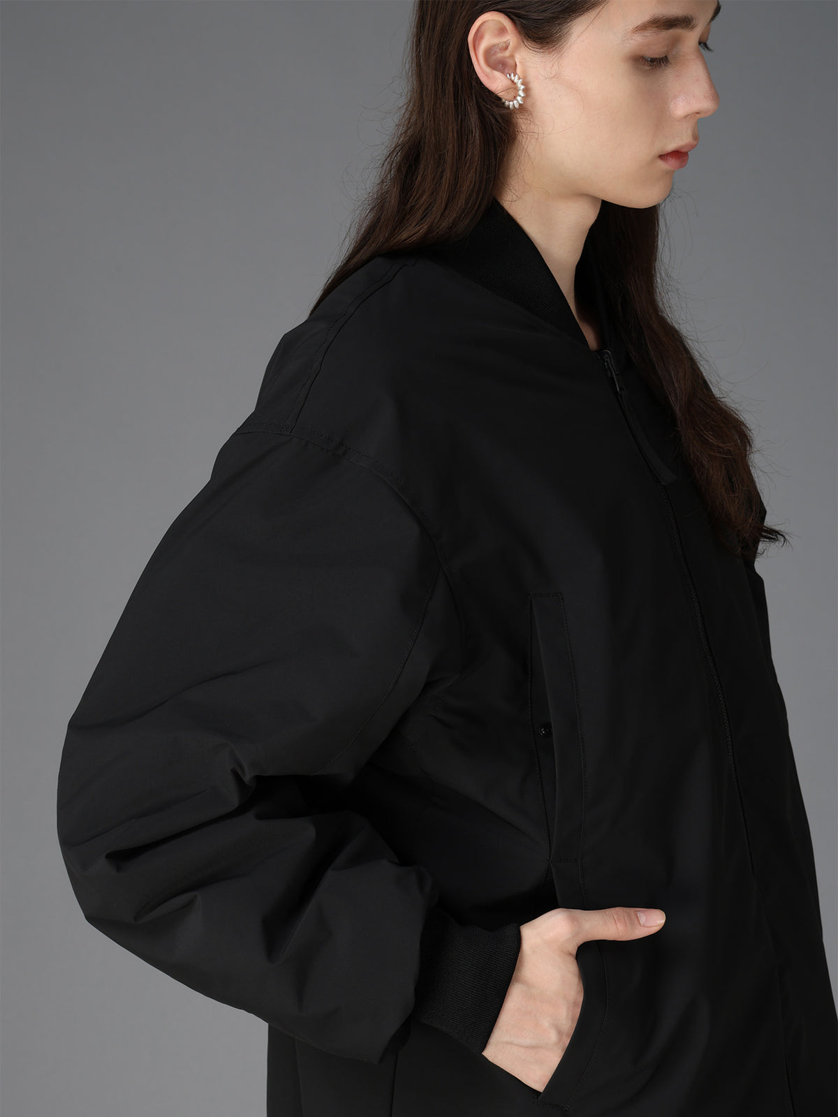 S'YTE X TAION REVERSIBLE EMBROIDERED LONG BOMBER JACKET