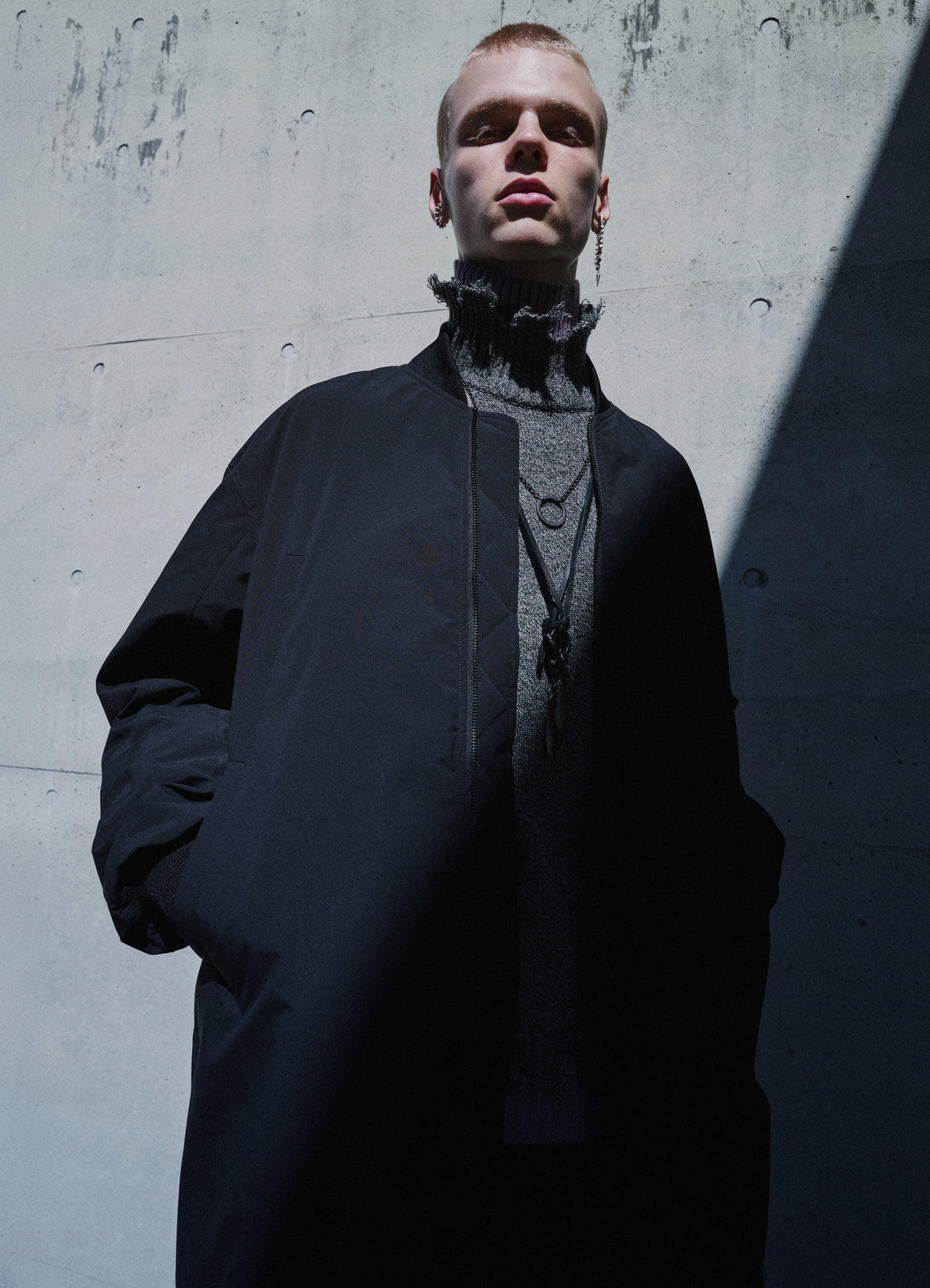 S'YTE X TAION REVERSIBLE EMBROIDERED LONG BOMBER JACKET