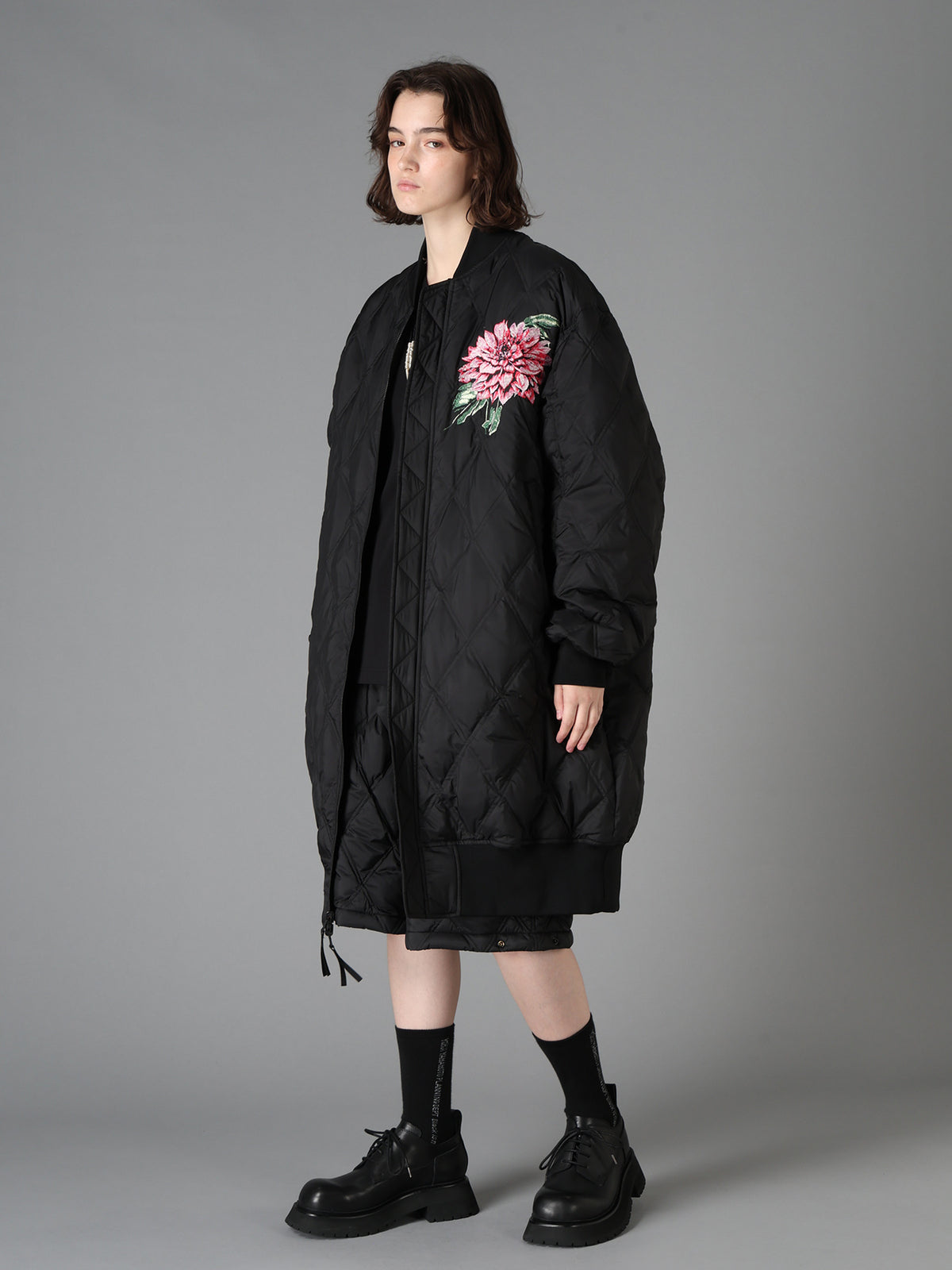 S'YTE X TAION REVERSIBLE EMBROIDERED LONG BOMBER JACKET