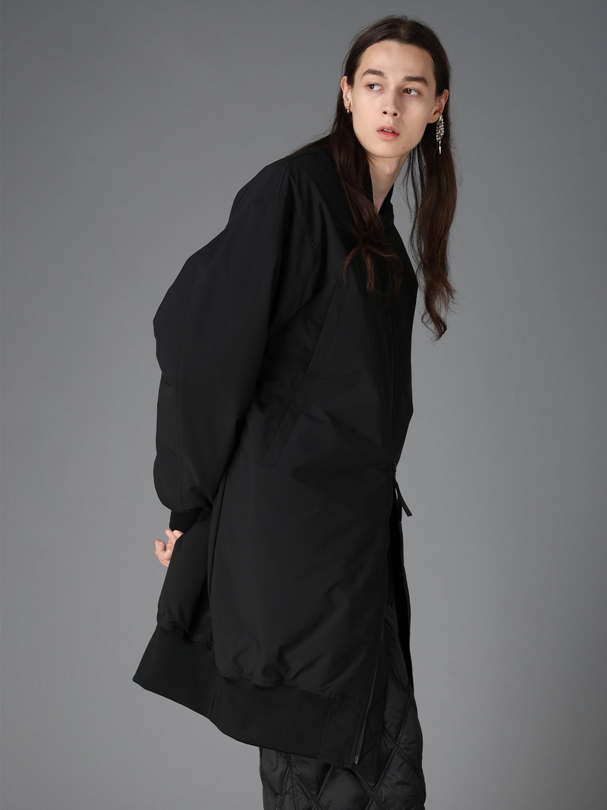 S'YTE X TAION REVERSIBLE EMBROIDERED LONG BOMBER JACKET