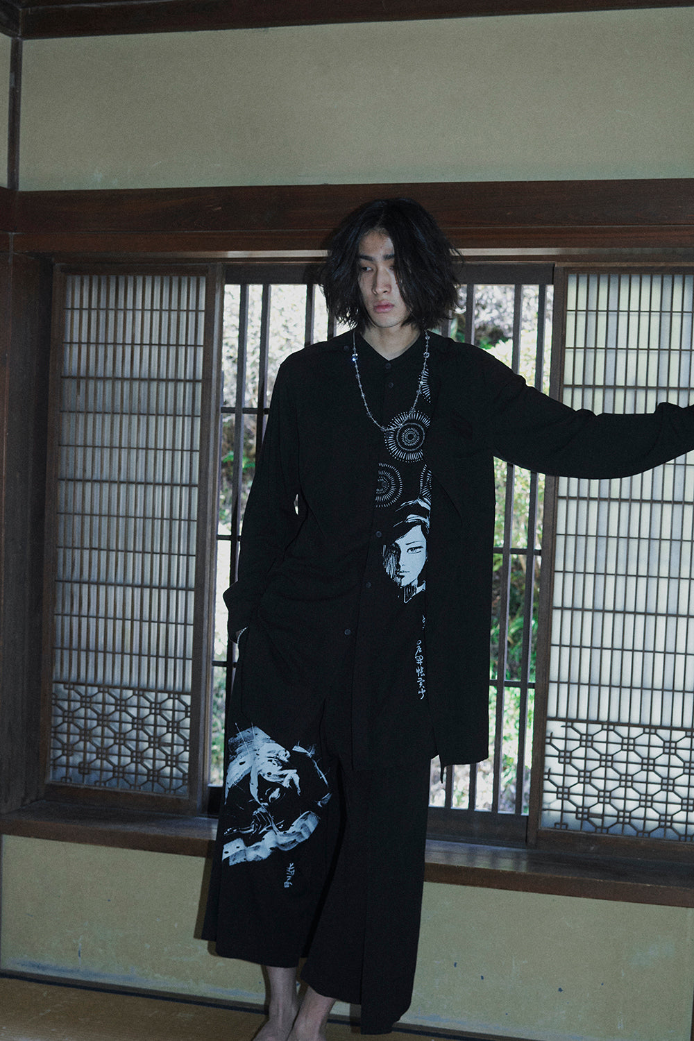 S'YTE X KAZUO KAMIMURA-LADY SNOWBLOOD PRINT LAYERED-FRONT SHIRT