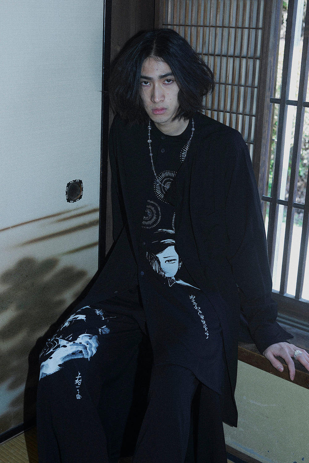 S'YTE X KAZUO KAMIMURA-LADY SNOWBLOOD PRINT LAYERED-FRONT SHIRT