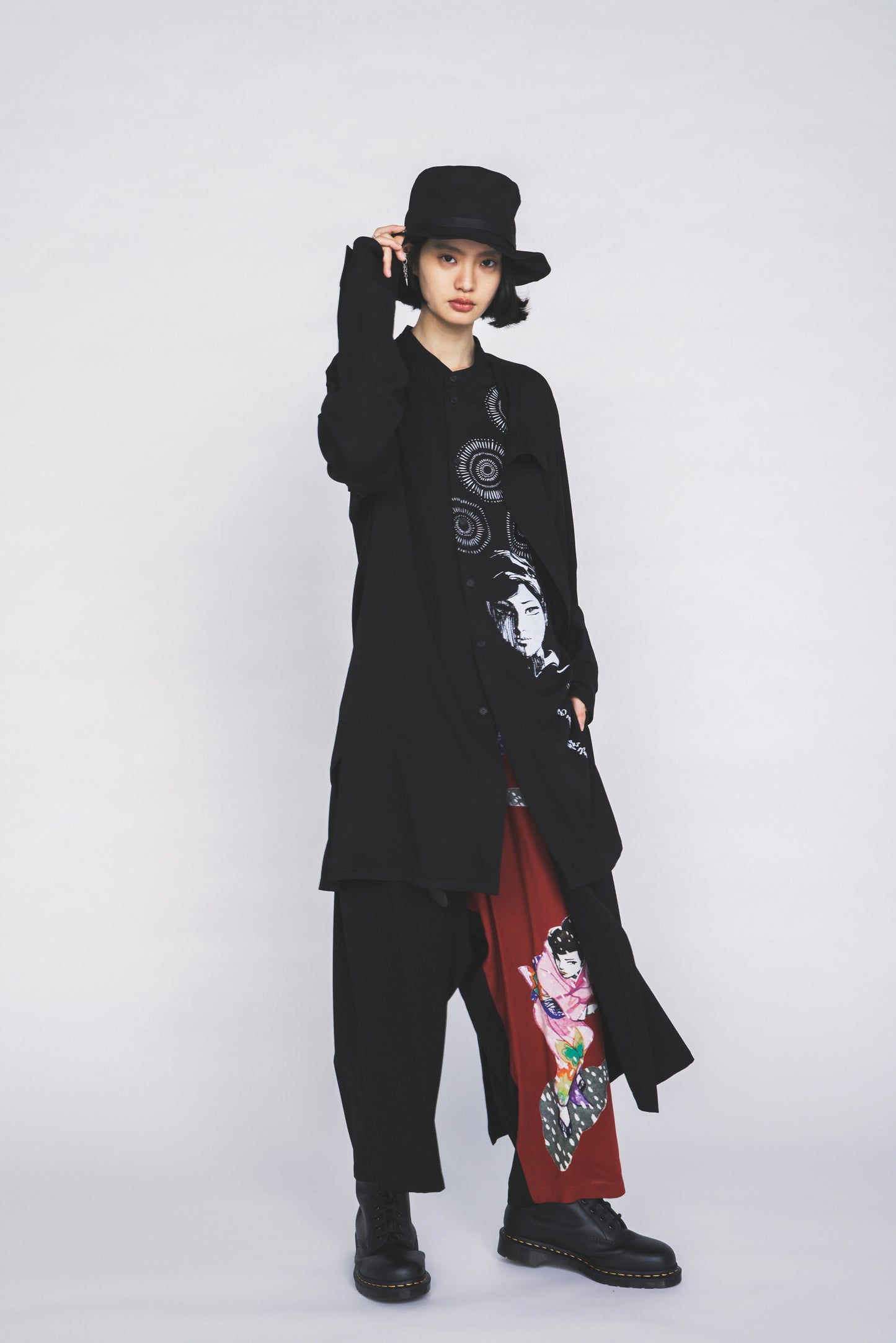 S'YTE X KAZUO KAMIMURA-LADY SNOWBLOOD PRINT LAYERED-FRONT SHIRT