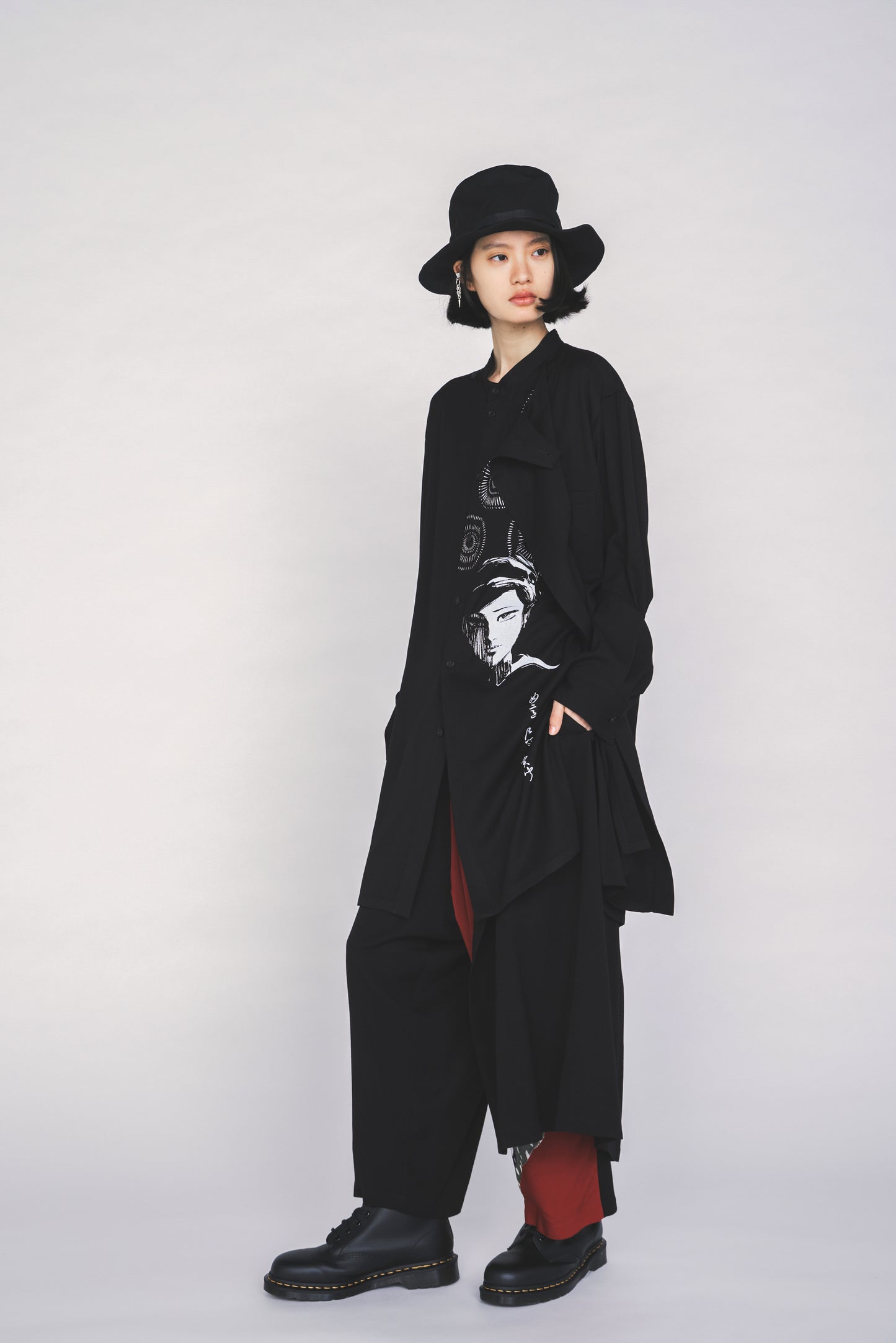 S'YTE X KAZUO KAMIMURA-LADY SNOWBLOOD PRINT LAYERED-FRONT SHIRT