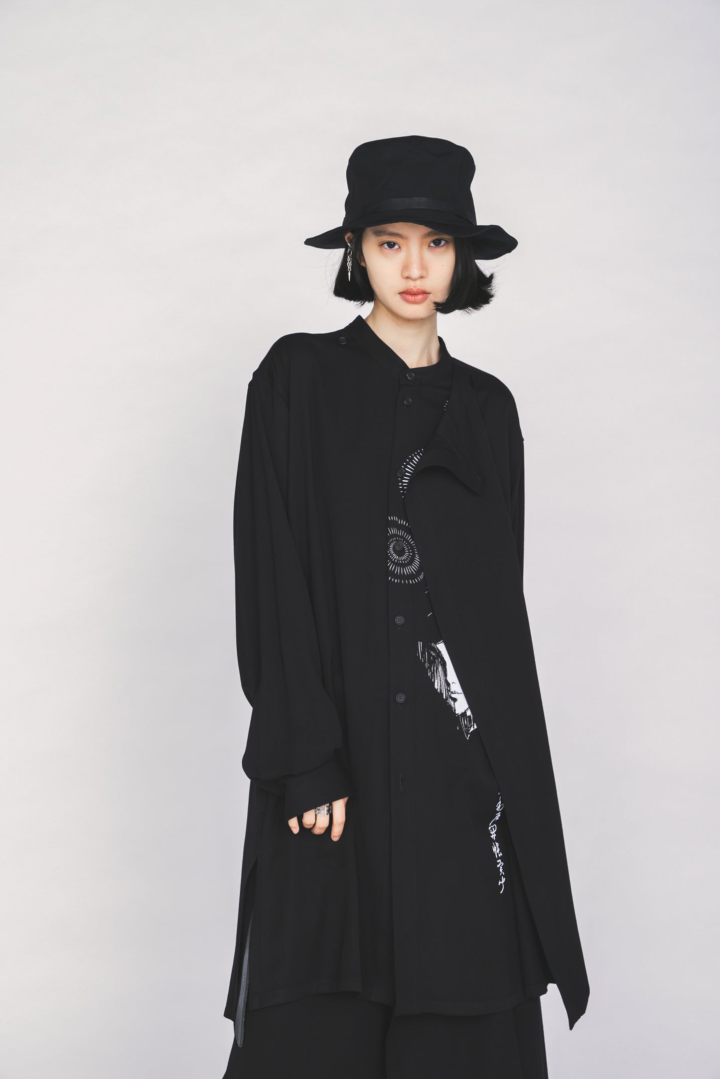 S'YTE X KAZUO KAMIMURA-LADY SNOWBLOOD PRINT LAYERED-FRONT SHIRT