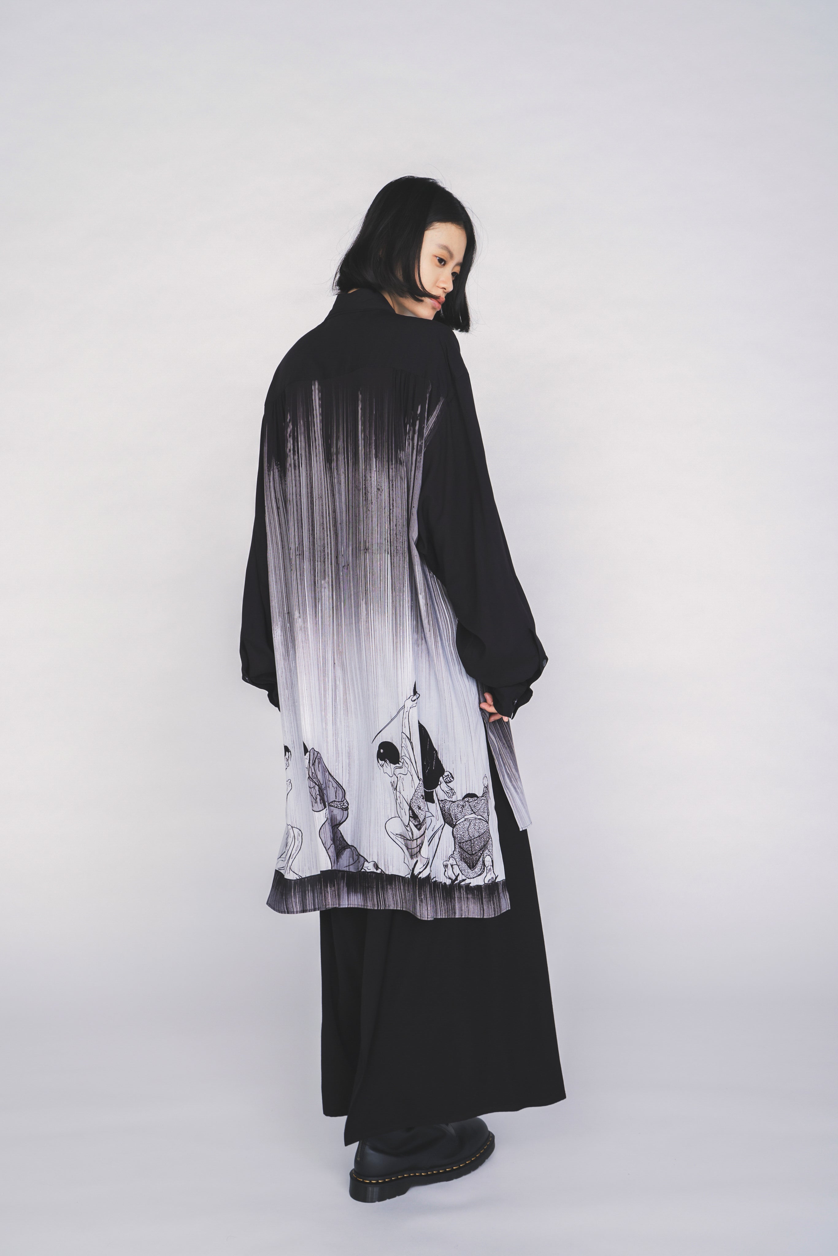 Y's WORK SHOP ポリエステルサテントップス ブラウス シャツ Archive 80s 光沢 とろみ Yohji Yamamoto Femme レディース Y's - Y's WORK SHOP ポリエステルサテントップス ブラウス シャツ