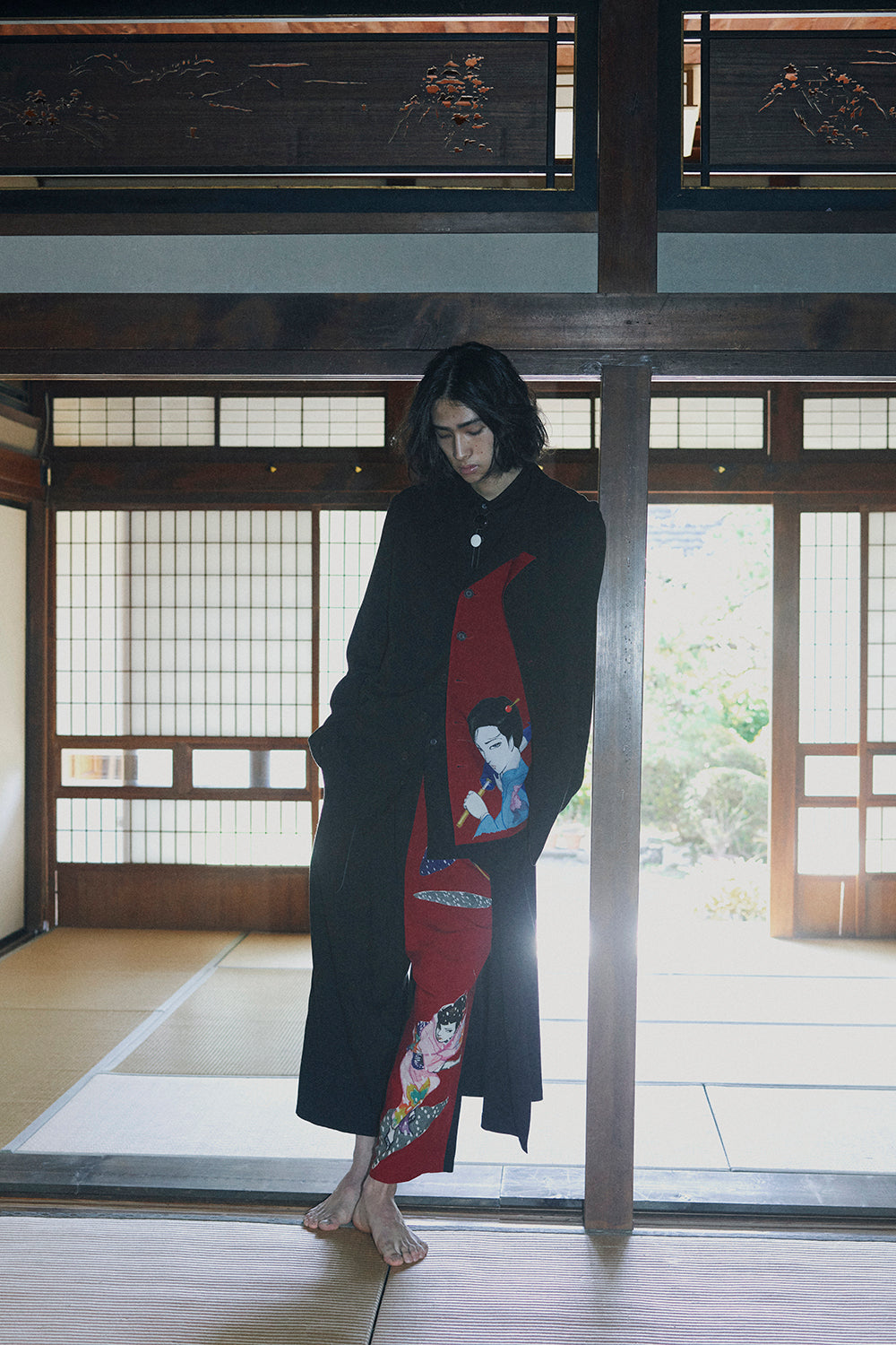 S'YTE X KAZUO KAMIMURA-LADY SNOWBLOOD PRINT DOUBLE-LAYER JACKET