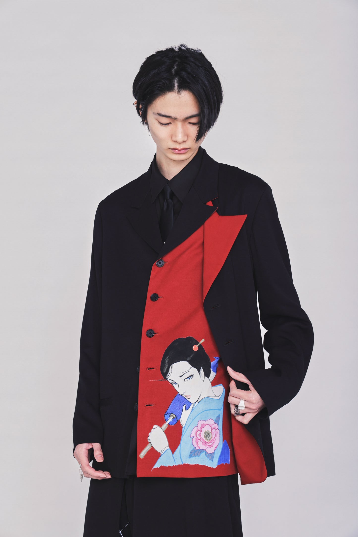 S'YTE X KAZUO KAMIMURA-LADY SNOWBLOOD PRINT DOUBLE-LAYER JACKET