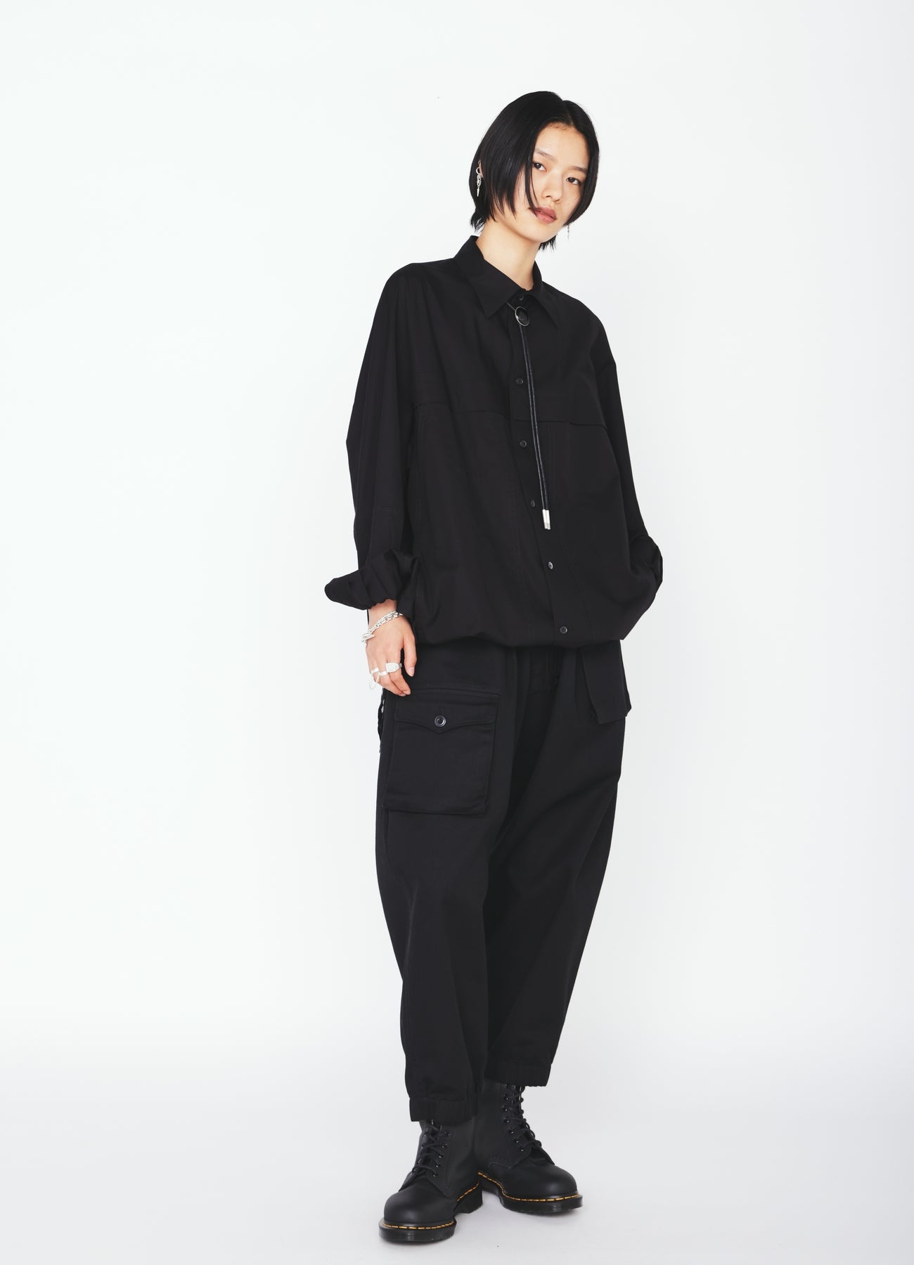 S'YTE × DICKIES-ASYMMETRIC FLAP-POCKET TAPERED PANTS