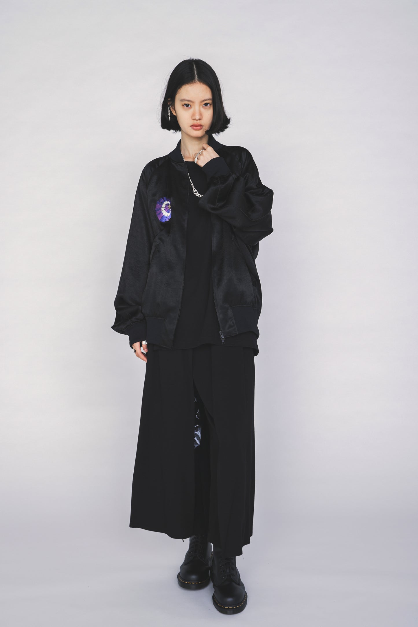 S'YTE X KAZUO KAMIMURA-LADY SNOWBLOOD PRINT DOUBLE-LAYER PANTS