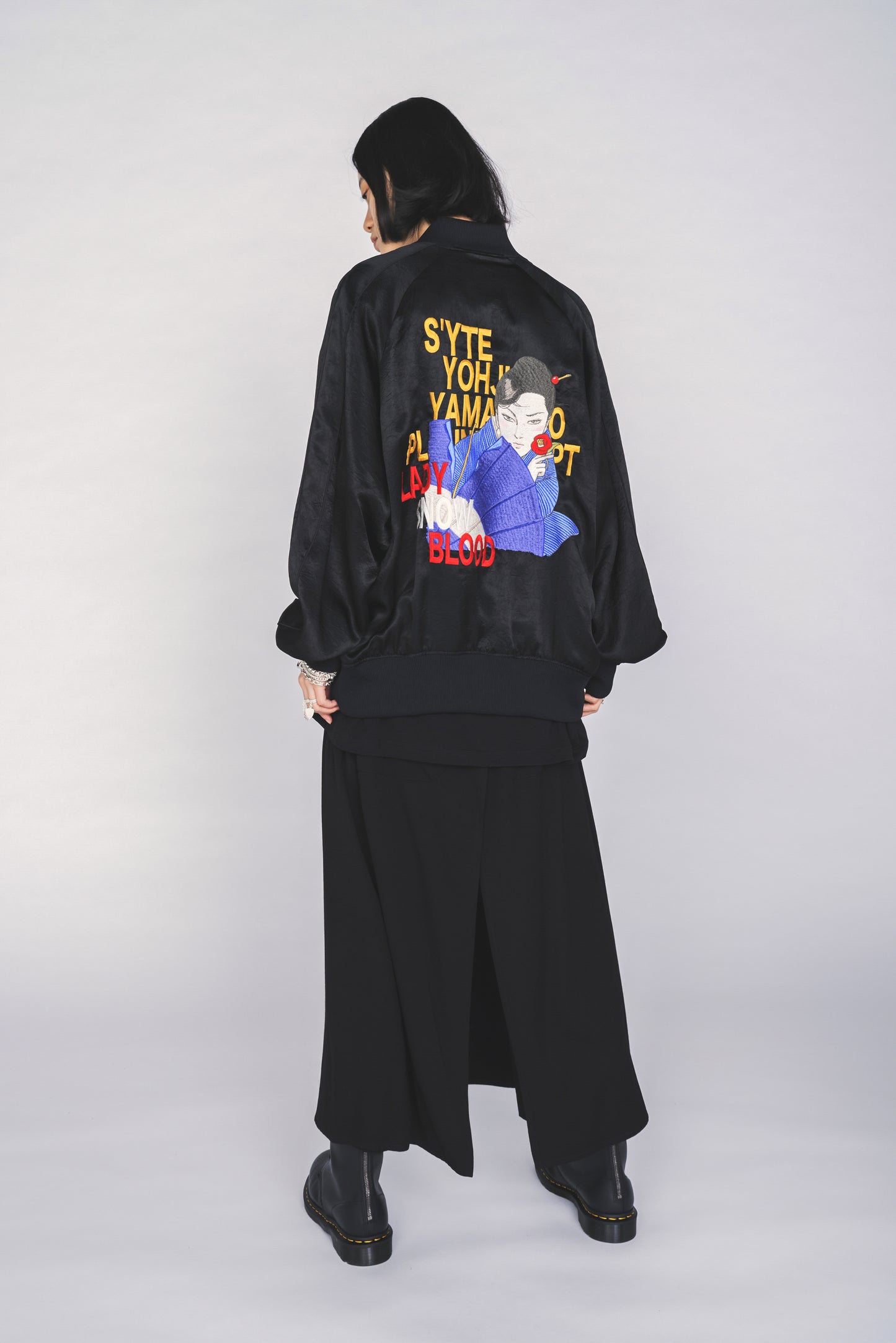 S'YTE X KAZUO KAMIMURA-LADY SNOWBLOOD PRINT DOUBLE-LAYER PANTS