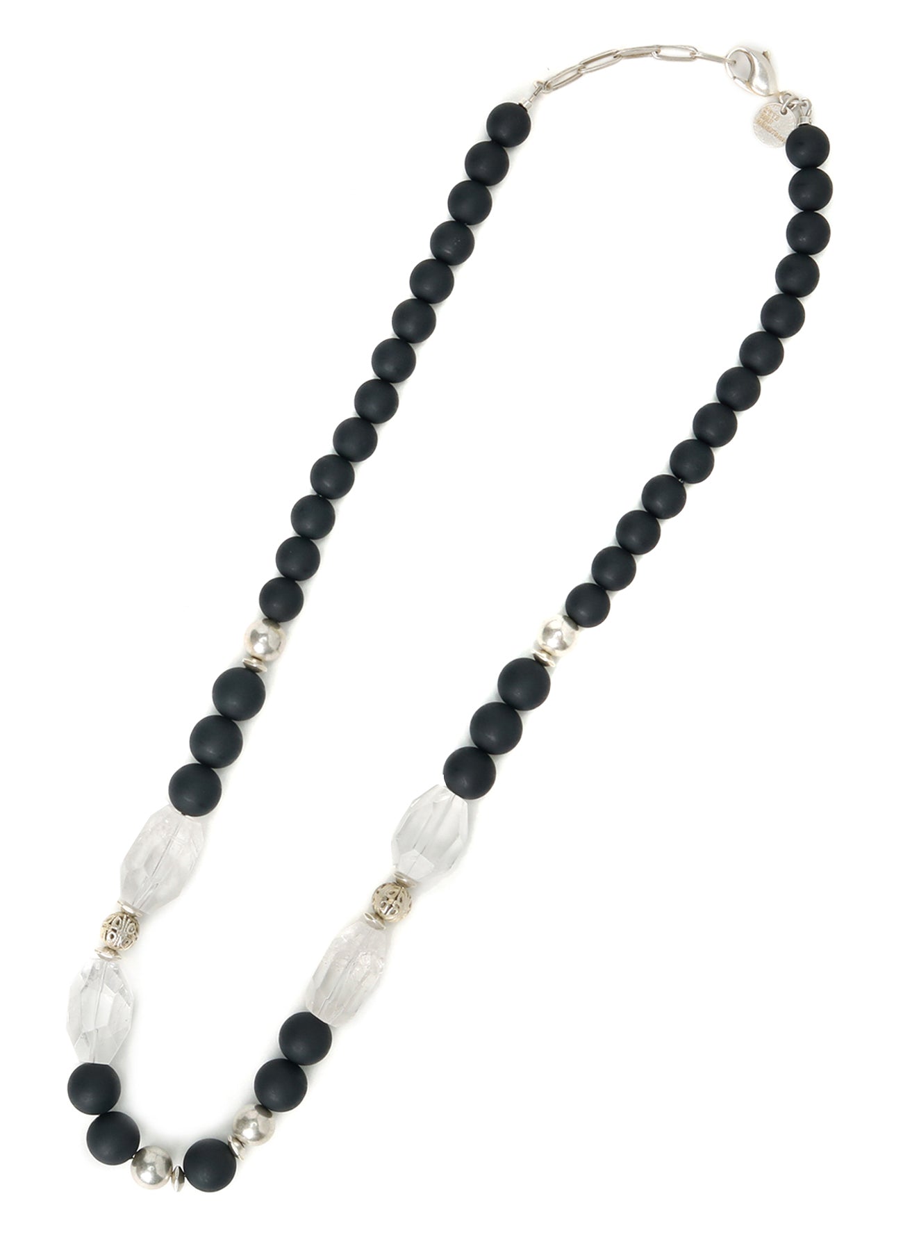 CRYSTAL + BLACK BEADS NECKLACE