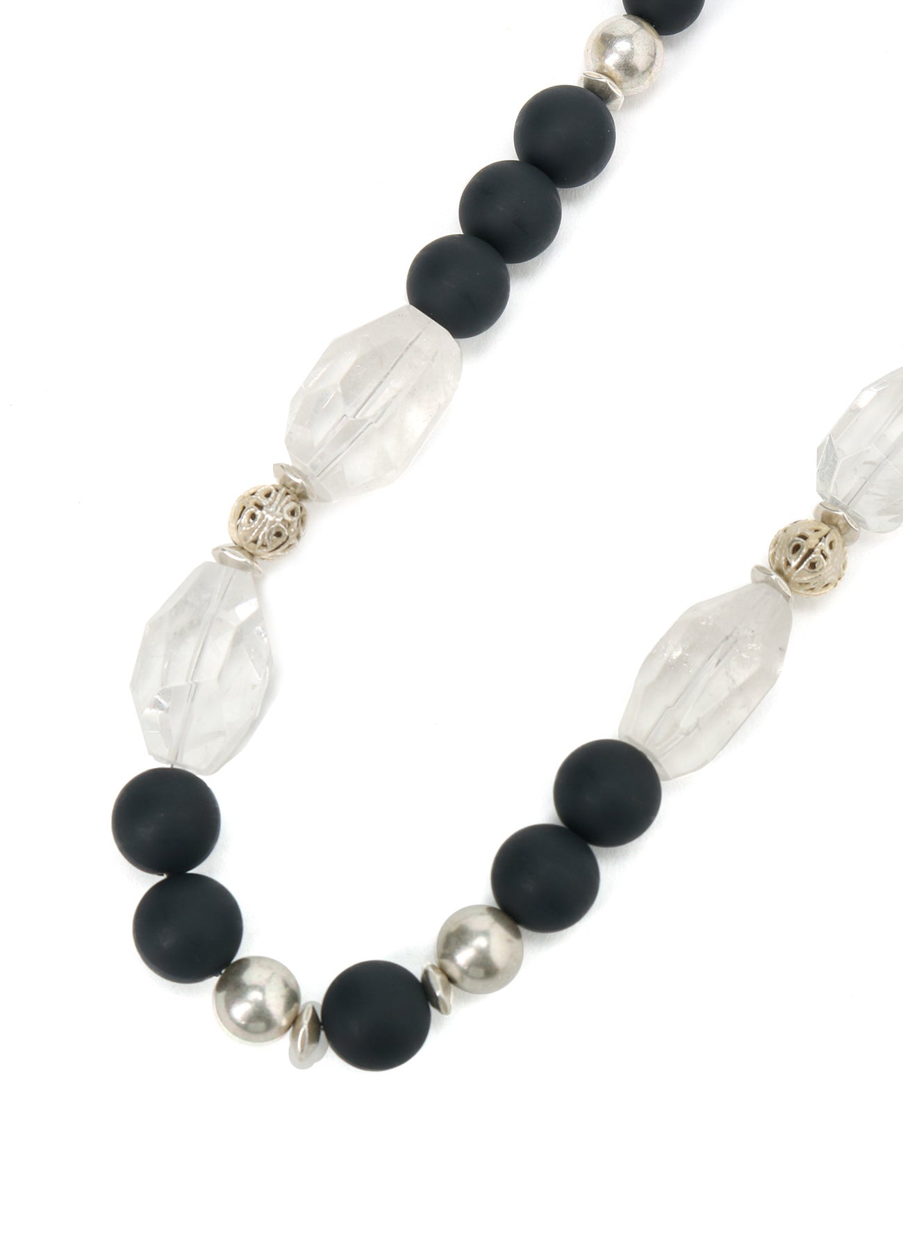 CRYSTAL + BLACK BEADS NECKLACE