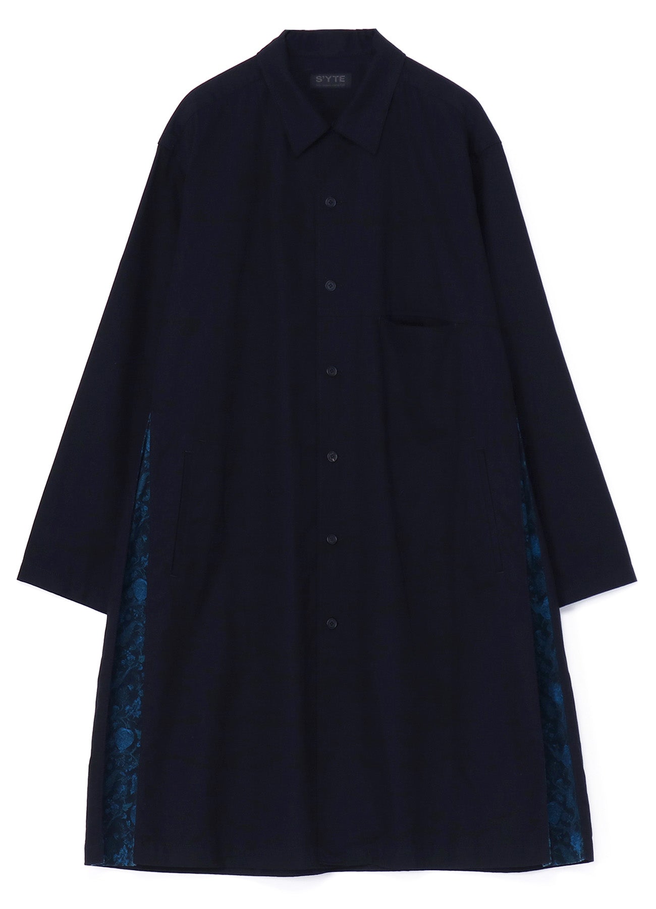 THORNY PATTERN JACQUARD GUSSETED HEM KATSURAGI LONG SHIRT